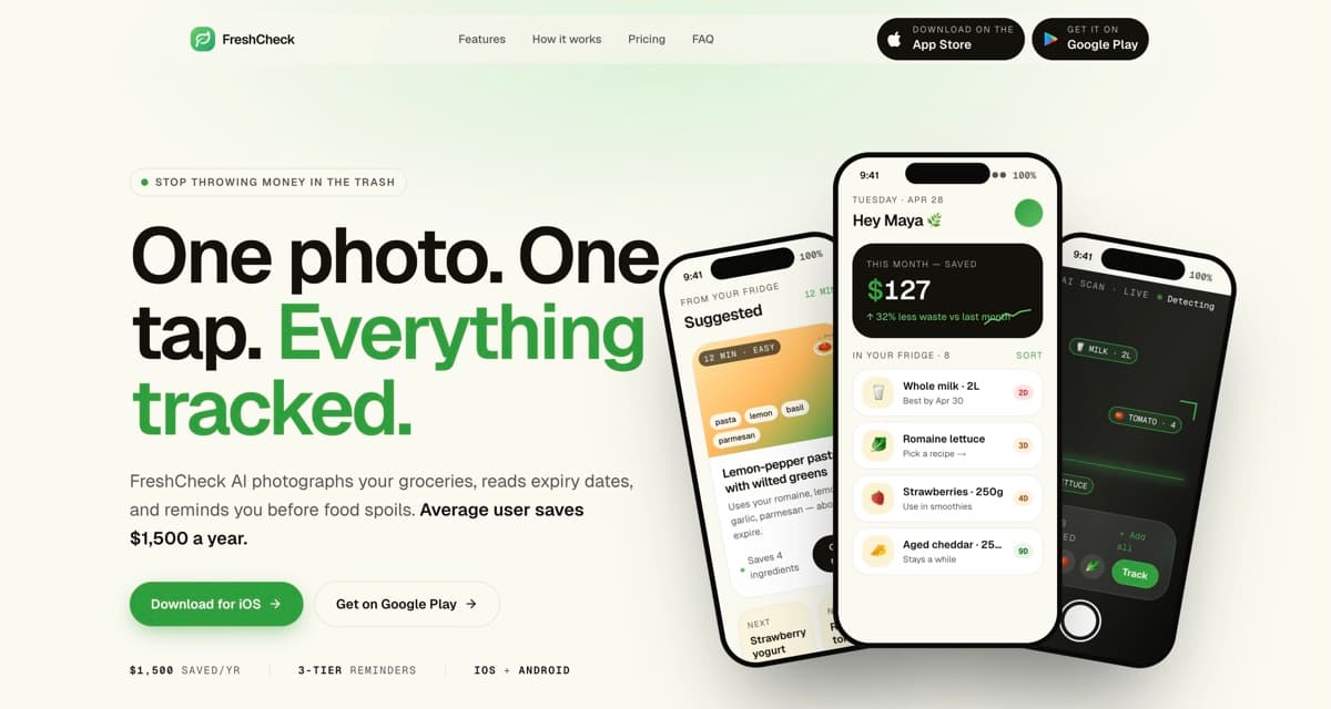 FreshCheck app interface